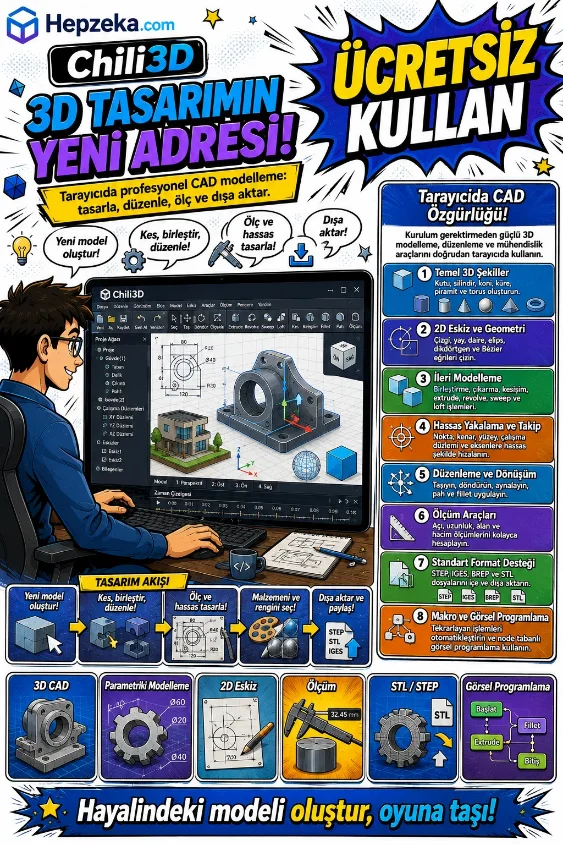3B CAD teknik modelleme, geometri ve tasarım eğitim stüdyosu
