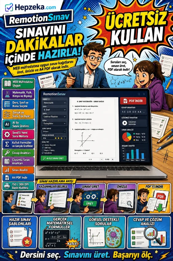 MEB uyumlu sınav kağıdı ve yaprak test hazırlama stüdyosu